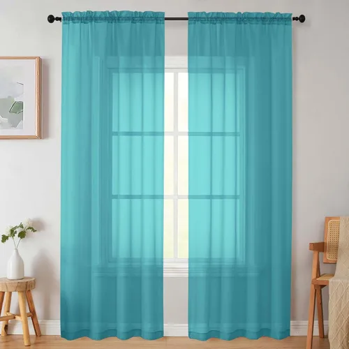 Vista 103 de 2 paneles de cortinas traslúcidas blancas para dormitorio, sala de estar, 96 pulgadas de largo, modernas, suaves, ligeras, con bolsillo para barra