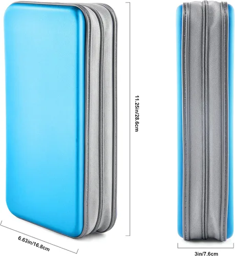 Vista 6 de Funda para CD, 80 de capacidad, DVD, VCD, multimedia, Blu-ray, soporte para cartera, organizador de almacenamiento (azul cielo)
