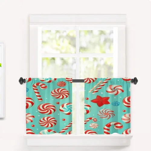 Vista 140 de Cortinas opacas de poliéster multicapa marrón con diseño de bosque natural, 2 unidades, 26 x 24 pulgadas