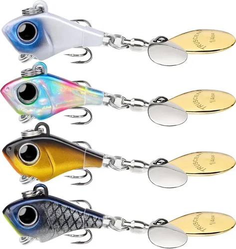 Vista 10 de TRUSCEND Vibespinner Easy Catch Fishing Lures with BKK Hooks, Dual-Blade Spinner Baits with Double Water Disturbance and Reflective for More Bites