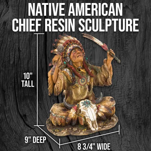 Vista 2 de United Cutlery - Escultura de resina nativo americano Hermosa decoración para el hogar Exquisite Details Plains Indian Culture Vibrantly