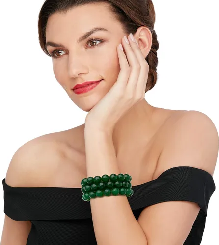 Vista 2 de Ross-Simons 12mm Jade Bead Set 3 Stretch Bracelets