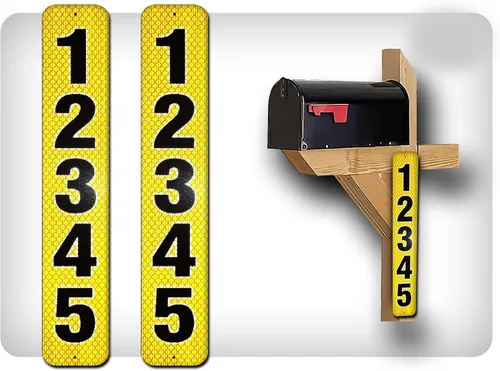Vista 14 de Curb N Sign - Placas de números para buzón – 3 x 10 pulgadas hechas de aluminio reflectante de alta calidad – Números de buzón súper reflectantes