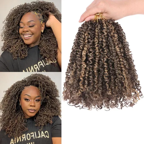 Vista 41 de COOKOO 6 pulgadas 8 paquetes Cabello de Ganchillo Pre-enrollado Yanky Twist para Mujeres Negro Natural Mini Passion Twists Pre-retorcido Cabello
