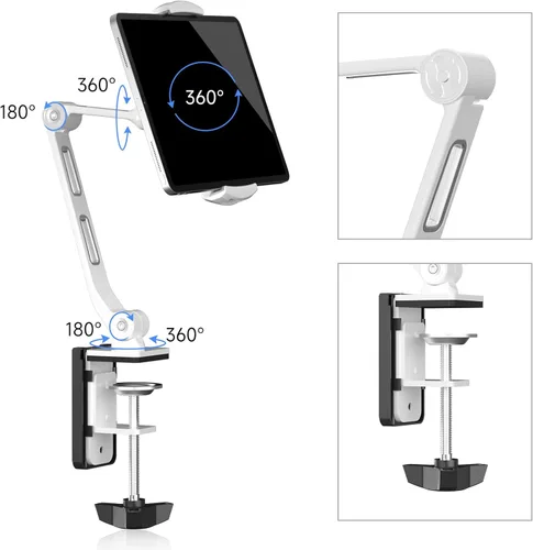 Vista 16 de suptek Soporte de escritorio de aleación de aluminio para teléfono celular, soporte para tableta de 360° y soportes ajustables para iPad, iPhone