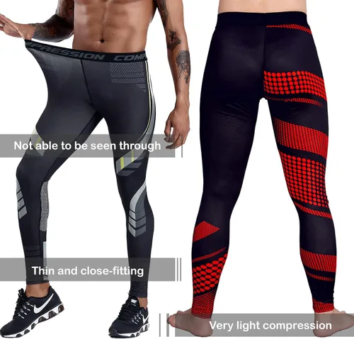 Vista 3 de OEBLD Pantalones de compresión para hombre con bloqueo UV, mallas para correr, paquete de 1 o 2 leggings para gimnasio y yoga para entrenamiento