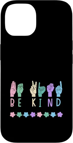 Vista 4 de Sign Language Be Kind Kindness ASL Pastel Pink Purple Blue Case for iPhone 16