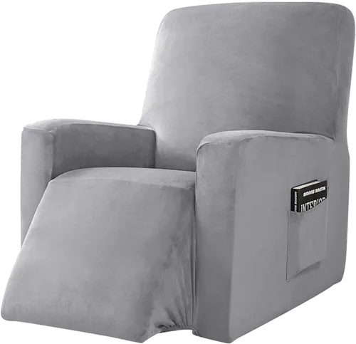 Vista 9 de IMYOGI Fundas para sofá de alta elasticidad, funda de terciopelo de felpa para silla reclinable, funda de sofá de alta elasticidad, funda de Azul