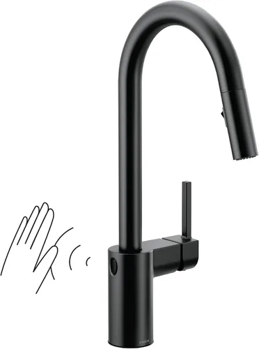 Vista 9 de Moen Align 5923BLS Grifo de cocina desplegable con resorte de una sola manija de acero inoxidable con aerosol desplegable y Power Boost, grifo