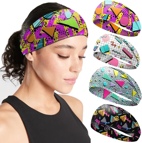 Vista 2 de Diademas de neón de los años 80 y 90, accesorios de atuendo para mujeres y hombres, retro vintage, bandas para el sudor, atléticas, elásticas