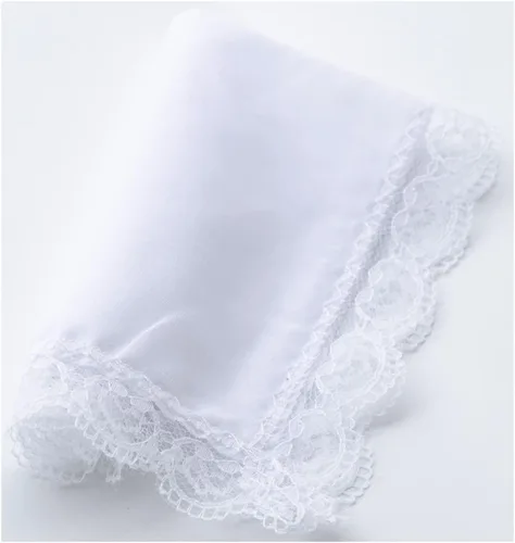 Vista 5 de Deeorla Pañuelo de encaje de algodón para mujer, pañuelos de boda blancos para mujer