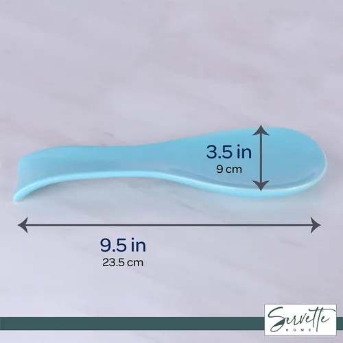 Vista 5 de Soporte de cuchara de cerámica azul para cocina