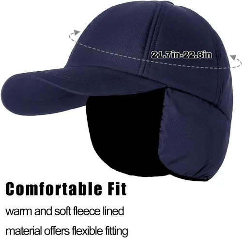 Vista 3 de Gorra de béisbol de forro polar para mujer, con orejera, impermeable, para invierno, calentador de oídos, para correr