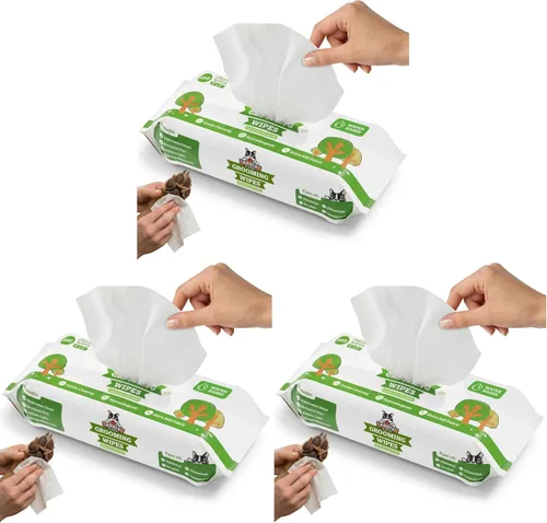 Vista 17 de Toallitas de aseo para perros de Pogi – Toallitas hipoalergénicas para mascotas para patas, cuerpo y trasero – Limpieza e hidratación, aroma a té