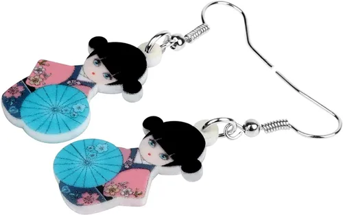 Vista 60 de DUOWEI Aretes de acrílico estilo japonés con diseño de anime para muñeca, colgantes, joyería para mujer