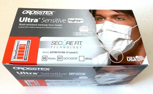 Vista 2 de Crosstex CR-GCFCXSF - Máscara para las orejas, ultra sensible, sin niebla, color blanco (paquete de 40)