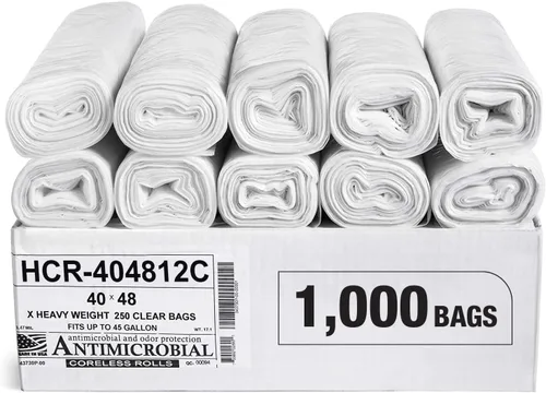 Vista 16 de Aluf Plastics Bolsas de basura de alta densidad, 10 galones, 4000 unidades, 6 micras (eq), 24 x 24 pulgadas, negras, para baño, oficina, industrial
