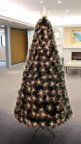 Vista 6 de Árbol de Navidad de fibra óptica LED de 7 colores con cambio de color, preiluminado (4 pies)