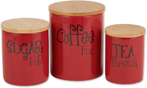 Vista 27 de DII Accesorios de cocina Colección retro, cerámica, juego de recipientes, aguamarina, 3 piezas
