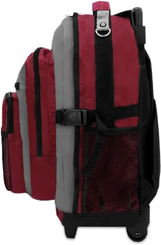 Vista 3 de Everest DeluxeMochila con ruedas., Burgundy), 5045WH-BURGGRYBK