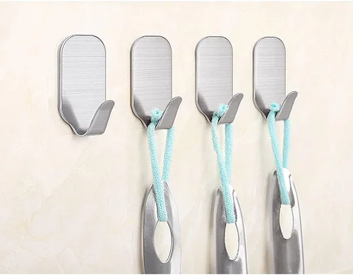Vista 2 de Ganchos autoadhesivos pequeños para colgar ganchos de pared resistentes Paquete de 10 ganchos adhesivos de pared