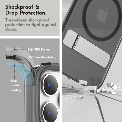 Vista 5 de Funda magnética para iPhone 14 Pro de 6.1 pulgadas (2022), soporte delgado con protector de pantalla compatible con Magsafe a prueba de golpes, Negro