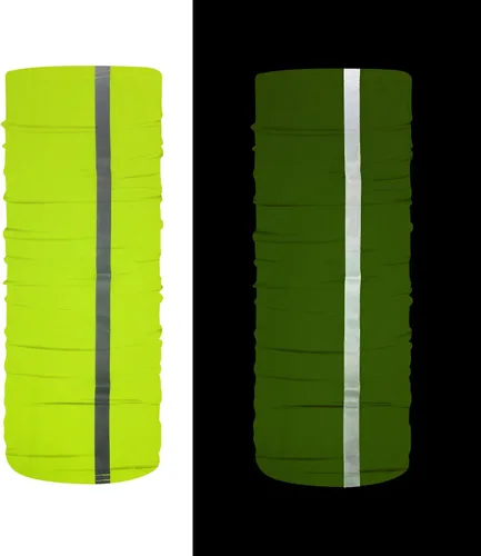 Vista 4 de 5 mascarillas reflectantes para el cuello bufanda pasamontañas tubo de diadema resistente al viento sin costuras verde