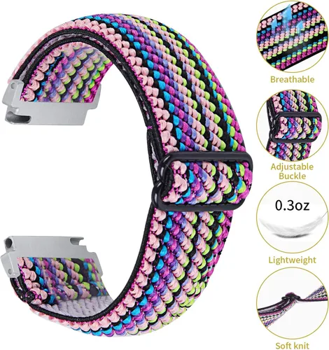 Vista 2 de RuenTech Correa elástica para reloj compatible con Amazfit Bip 3/Bip 3 Pro/Bip Lite/Bip S/Bip U/Pop, correas ajustables de nailon elástico de 0.787