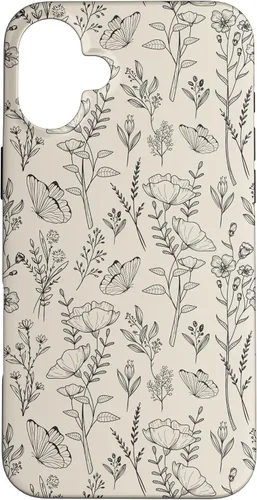 Vista 23 de Black & Cream Butterfly Meadow Botanical Wildflower Pattern Case for iPhone 17