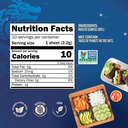 Vista 2 de Blue Dragon Sushi Nori, 0.77 oz