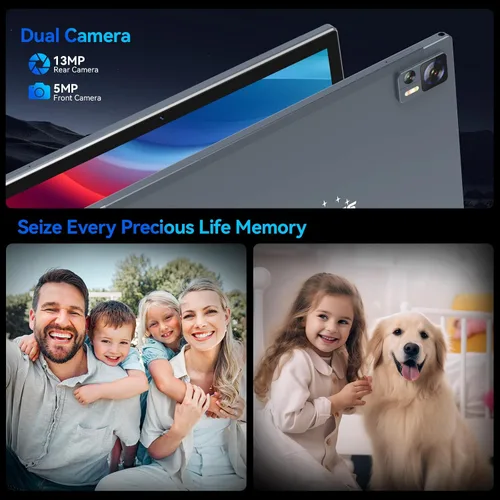Vista 6 de Tableta Android de 10.1 pulgadas, procesador Octa-Core 2026 con almacenamiento de 64 GB, tableta WiFi 6, cámara dual de 13 MP+5MP, tableta 2 en 1