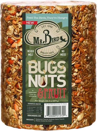 Vista 2 de Mr Bird's Bugs - Bloque cilíndrico de frutos secos y frutas, 24 onzas