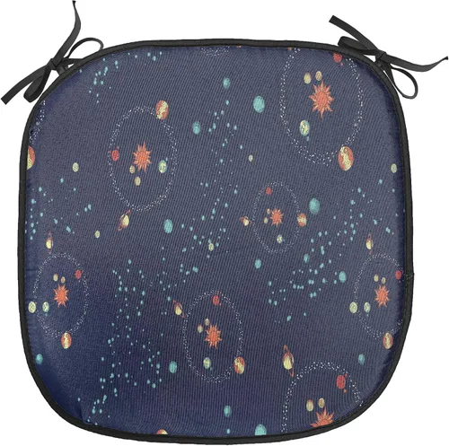 Vista 215 de Ambesonne Flamingo - Cojín de asiento para silla, diseño de fantasía exótica con elementos de vida silvestre hawaiana en colores pastel, acolchado