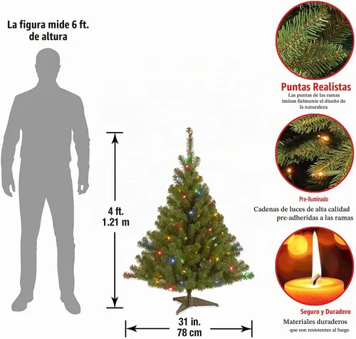 Vista 3 de Nacional Árbol 4 foot Kincaid Spruce árbol con 100 luces de Multicolor (kcdr-40rlo-s)