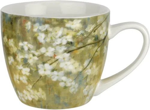 Vista 5 de Pimpernel Taza de porcelana de hojas bailarinas de 16 onzas – Taza de café y té con obras de arte inspiradas en la naturaleza, vajilla grande