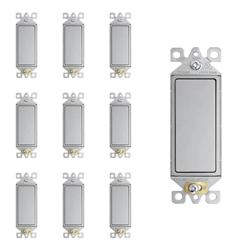 Vista 36 de Elegrp Interruptor de luz, 3 vías, 15 amperios, 120-277 voltios, reemplazo de pared de paleta basculante, corriente alterna, autopuesta a tierra
