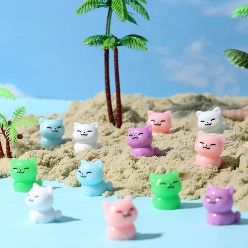 Vista 7 de 50 piezas de mini gatos de resina, figuras de gato en miniatura, lindas figuras de gatos pequeños, pequeños animales de resina, gatos, manualidades