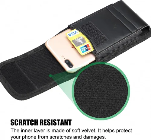 Vista 6 de Funda universal de nylon vertical para teléfono celular con clip de cinturón y gancho - XL