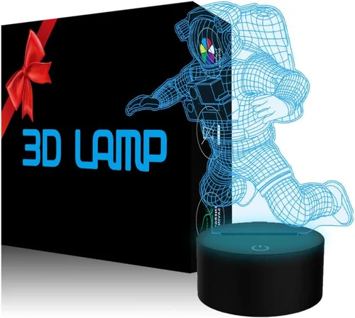 Vista 9 de Lámpara de ilusión de avión 3D con luz nocturna de avión con 7 colores cambiantes, control táctil con cable USB, LED, juguete de combate, lámparas