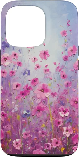 Vista 10 de Happy Pink Flowers Painting Field Purple Colors Case for iPhone 17