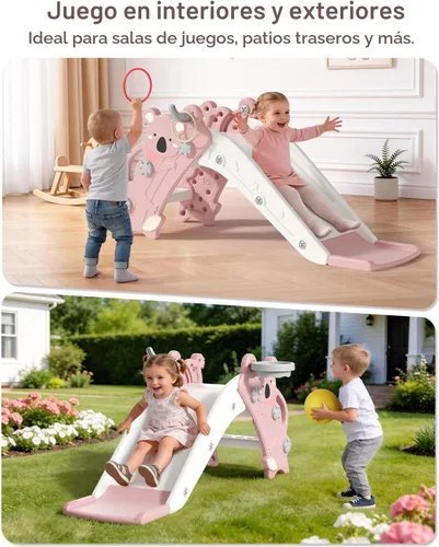 Vista 2 de Babytronic Tobogán 4 en 1 para niños pequeños de 1 a 3 años, para Rosa