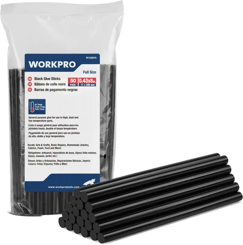 Vista 10 de WORKPRO Barras de pegamento caliente tamaño completo, paquete de 100 barras de adhesivo termofusible negro para pistolas de pegamento de todas