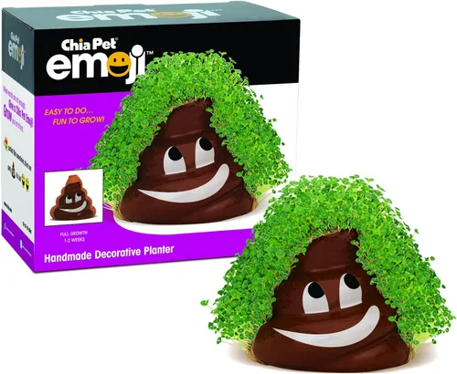Vista 10 de Chia Pet Emoji Winky con paquete de semillas, maceta decorativa de cerámica, fácil de hacer y divertido de cultivar, regalo novedoso, perfecto