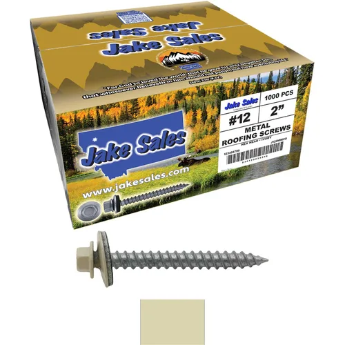 Vista 122 de 12 tornillos para techos de metal gris ABC de 1-1/2 pulgadas, cabezal de arandela hexagonal, arranque automático/roscado, arandela EPDM. 1 bolsa