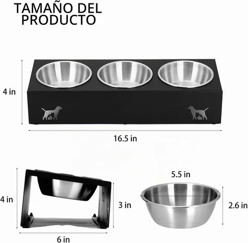 Vista 4 de Cuencos elevados para gatos con base antideslizante, platos elevados para gatos con soporte integrado inclinado a 15° antivómito, incluye 3 cuencos