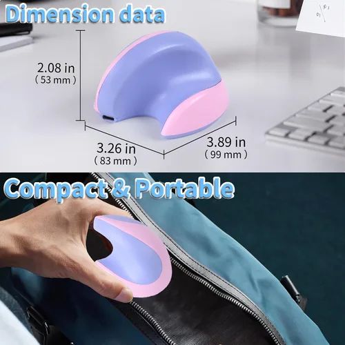 Vista 6 de Ratón inalámbrico ergonómico vertical con Bluetooth y receptor USB de 2.4 GHz, 3 botones, recargable, silencioso, portátil, óptico, inalámbrico