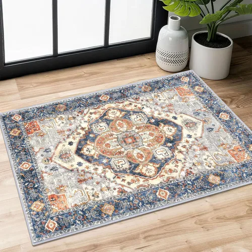 Vista 157 de SIILOOM Alfombra lavable de 2 x 3 pies, alfombra suave color taupe ceniza para entrada, tapete antideslizante para puerta de interior, tapete
