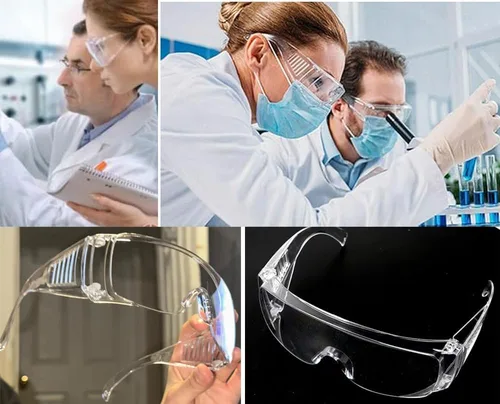 Vista 6 de Gafas de seguridad transparentes, a prueba de salpicaduras con antiniebla, gafas protectoras de laboratorio, gafas protectoras ligeras sobre gafas