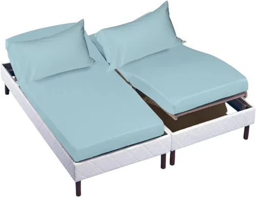Vista 64 de Cottingon Juego de sábanas cortas de 4 piezas para caravana tamaño Queen, 100% algodón egipcio de fibra extra larga premium, juego de sábanas suaves
