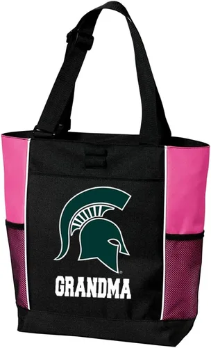 Vista 4 de Broad Bay Official Michigan State Tote Bag Zippered Travel Carryall Negro